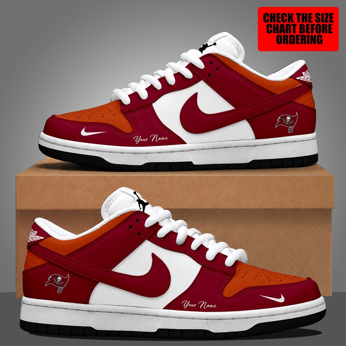 [TOUCHDOWN DEAL] NEW CUSTOMIZED NFL10 TBB TAMPA BAY BUCCANEERS DUNK LOW SHOES
