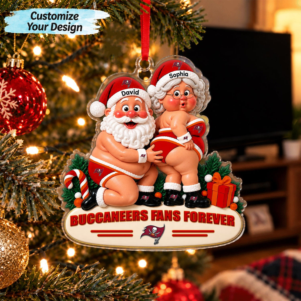 [TOUCHDOWN DEAL] NEW CUSTOMIZED NFL10 TBB TAMPA BAY BUCCANEERS CHRISTMAS ACRYLIC ORNAMENT