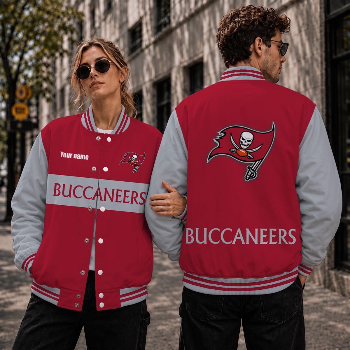 [TOUCHDOWN DEAL] NEW CUSTOMIZED NFL10 TBB TAMPA BAY BUCCANEERS SATIN VARSITY & BASEBALL JACKET