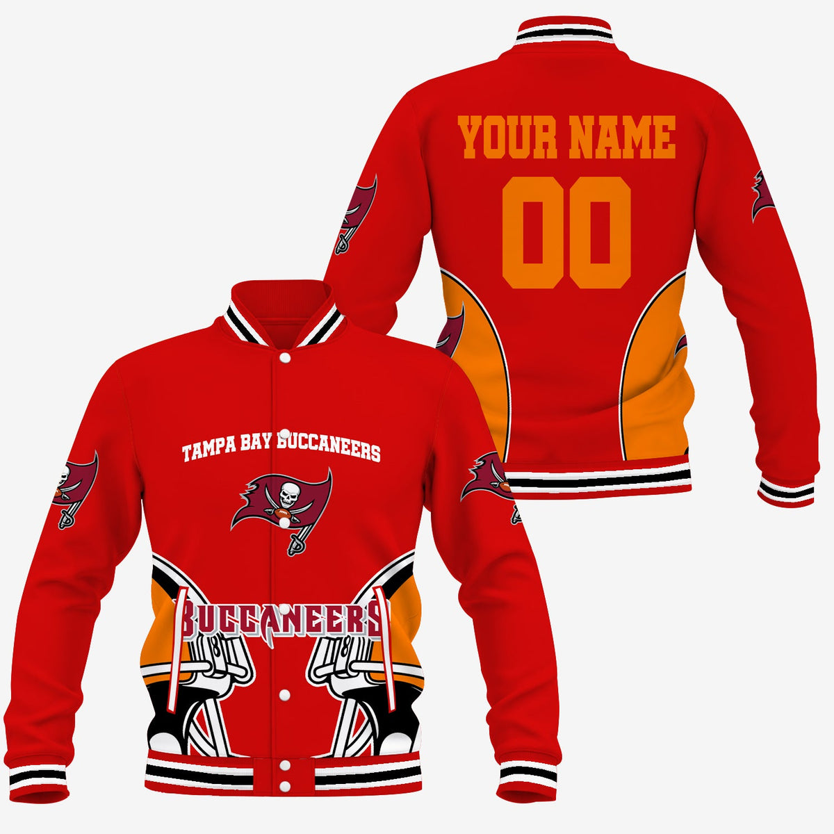 [TOUCHDOWN DEAL] NEW CUSTOMIZED NFL10 TBB TAMPA BAY BUCCANEERS SATIN VARSITY & BASEBALL JACKET