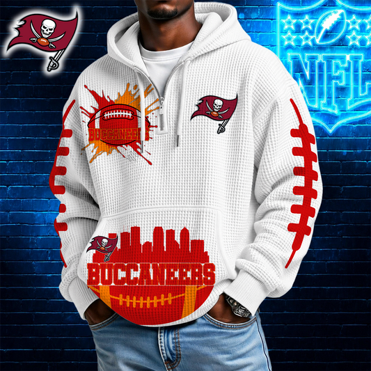 [TOUCHDOWN DEAL] NEW CUSTOMIZED NFL10 TBB TAMPA BAY BUCCANEERS WAFFLE FULL ZIP HOODIE