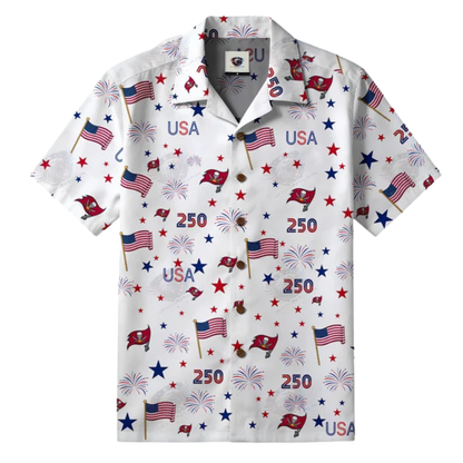 [TOUCHDOWN DEAL] NEW CUSTOMIZED NFL10 TBB TAMPA BAY BUCCANEERS PATRIOTIC 250 USA HAWAIIAN SHIRT