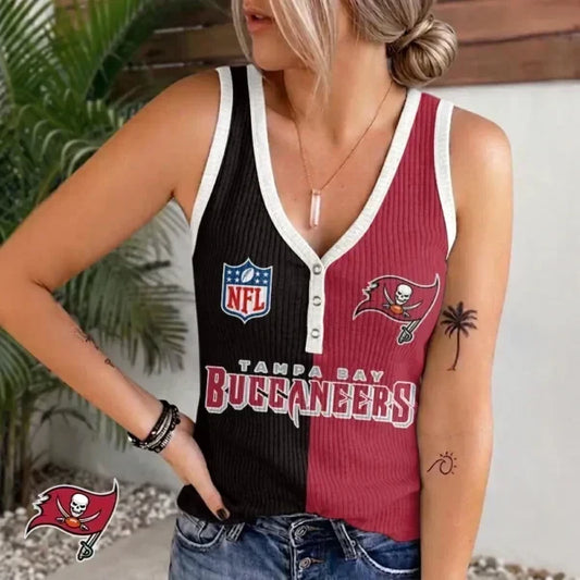 [TOUCHDOWN DEAL] NEW CUSTOMIZED NFL10 TBB TAMPA BAY BUCCANEERS WOMEN'S V-NECK TANK TOP