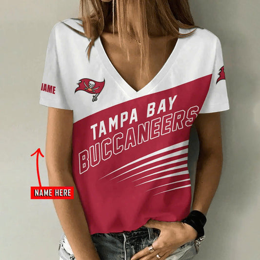 [TOUCHDOWN DEAL] NEW CUSTOMIZED NFL10 TBB TAMPA BAY BUCCANEERS V-NECK FEMALE SHIRT