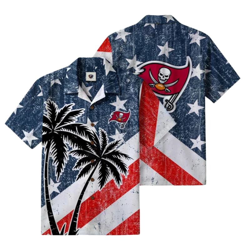 [TOUCHDOWN DEAL] NEW CUSTOMIZED NFL10 TBB TAMPA BAY BUCCANEERS PATRIOTIC 250 USA HAWAIIAN SHIRT
