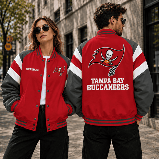 [TOUCHDOWN DEAL] NEW CUSTOMIZED NFL10 TBB TAMPA BAY BUCCANEERS SATIN VARSITY & BASEBALL JACKET
