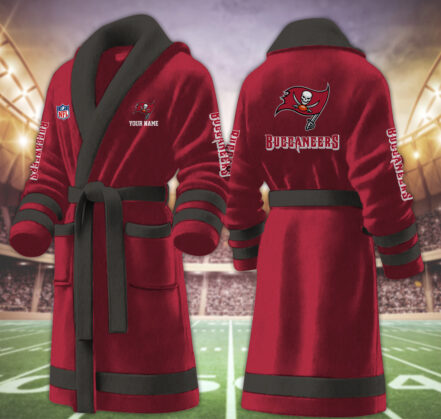 [TOUCHDOWN DEAL] NEW CUSTOMIZED NFL10 TBB TAMPA BAY BUCCANEERS MULTICOLOR FLEECE BATHROBE