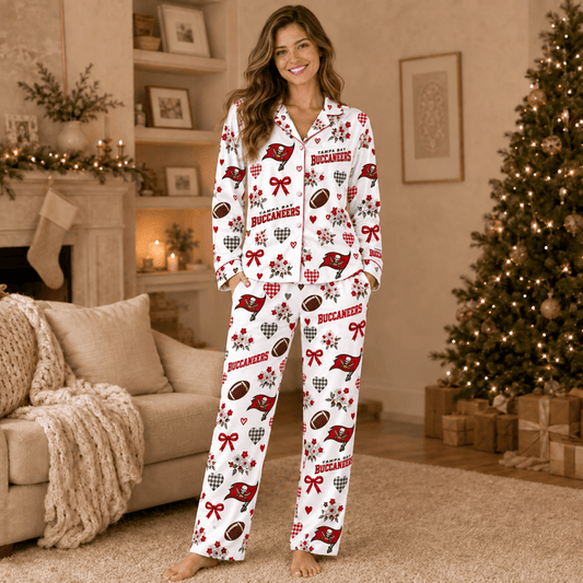 [TOUCHDOWN DEAL] NEW CUSTOMIZED NFL10 TBB TAMPA BAY BUCCANEERS HALLOWEEN LONG PAJAMAS SET