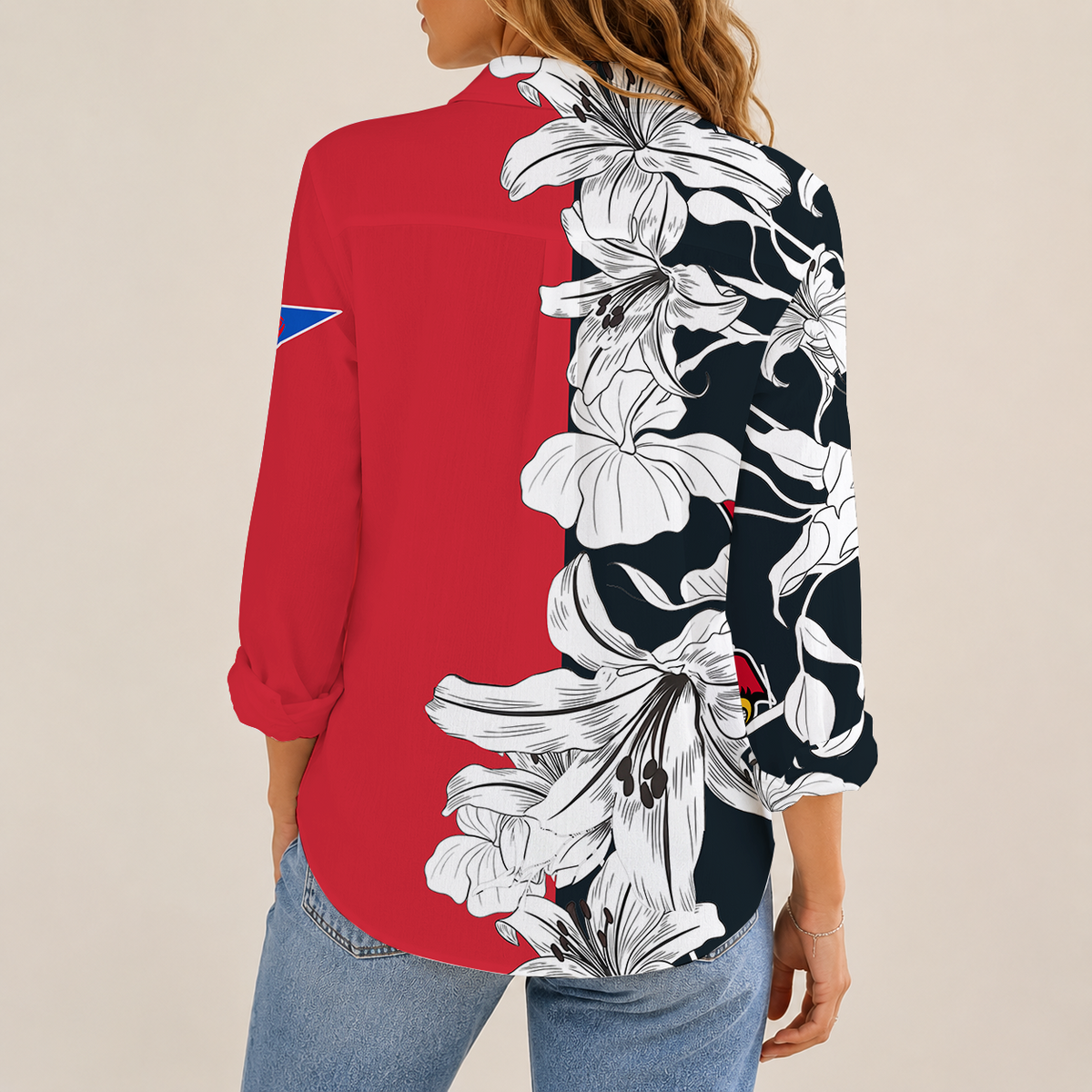 [TOUCHDOWN DEAL] NEW CUSTOMIZED NCAA FBS10 ULC LOUISVILLE CARDINALS WOMEN CASUAL SHIRT