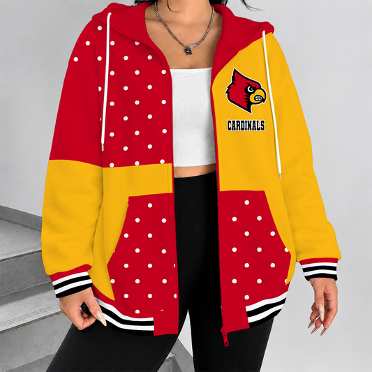 [TOUCHDOWN DEAL] NEW CUSTOMIZED NCAA FBS10 ULC LOUISVILLE CARDINALS ZIP HOODIE