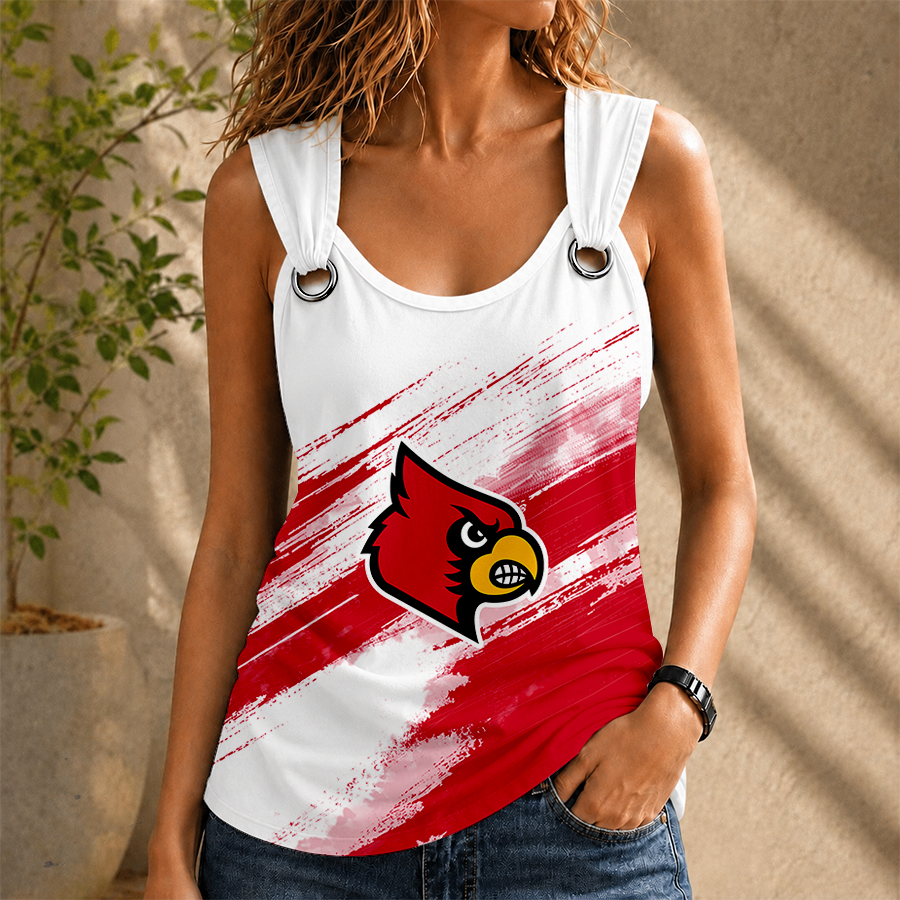 [FAN FAVORITE] NEW CUSTOMIZED NCAA FBS10 ULC LOUISVILLE CARDINALS O-RING SHOULDER TANK TOP