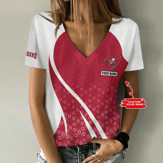 [TOUCHDOWN DEAL] NEW CUSTOMIZED NFL10 TBB TAMPA BAY BUCCANEERS V-NECK FEMALE SHIRT