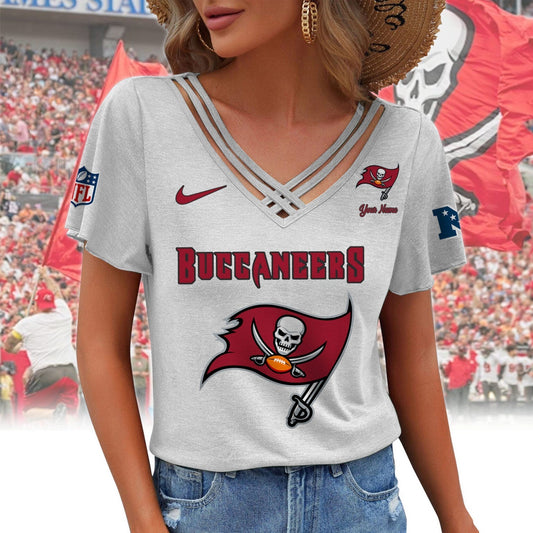 [TOUCHDOWN DEAL] NEW CUSTOMIZED NFL10 TBB TAMPA BAY BUCCANEERS V-NECK SHIRT