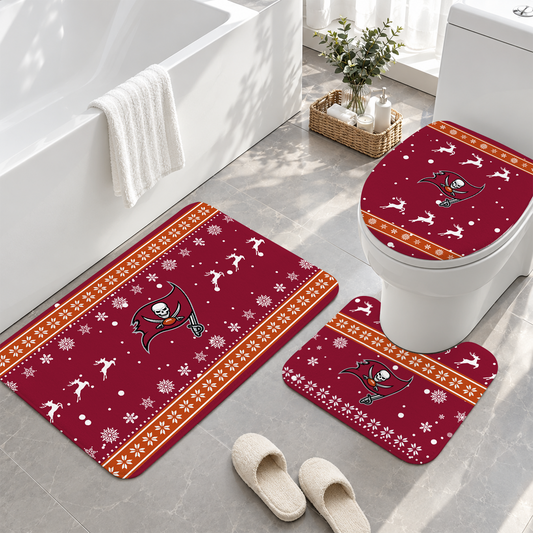 [TOUCHDOWN DEAL] NEW CUSTOMIZED NFL10 TBB TAMPA BAY BUCCANEERS 3-PIECE BATHROOM RUG SET