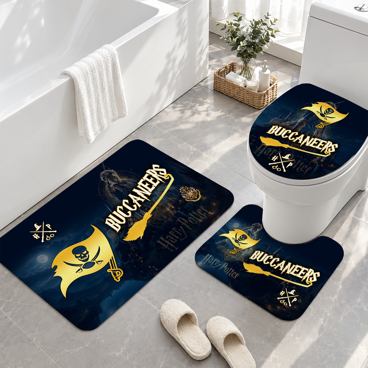 [TOUCHDOWN DEAL] NEW CUSTOMIZED NFL10 TBB TAMPA BAY BUCCANEERS 3-PIECE BATHROOM RUG SET