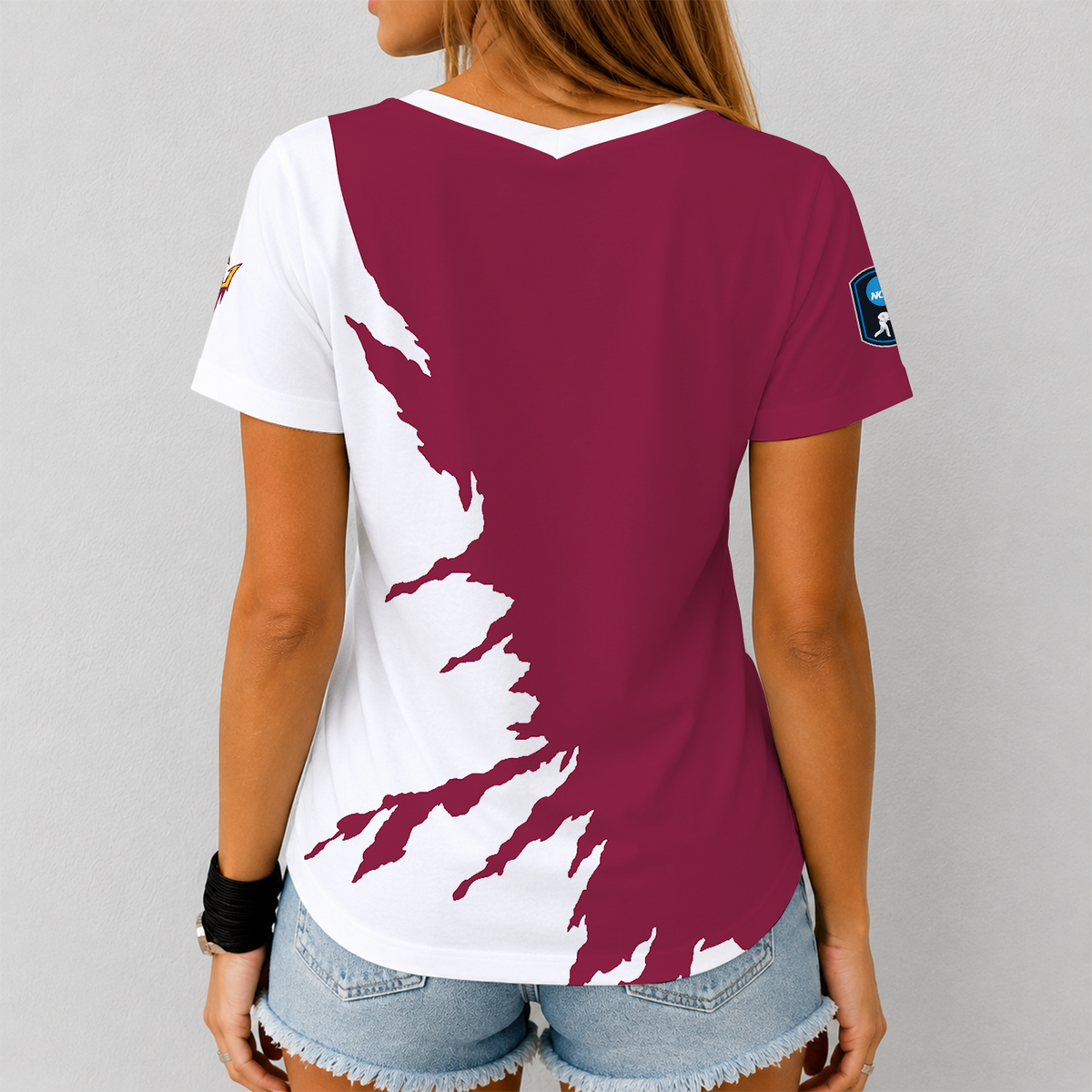 [PUCK DROP DEAL] NEW CUSTOMIZED NCAA MFF11 ASS ARIZONA STATE SUN DEVILS V-NECK FEMALE SHIRT