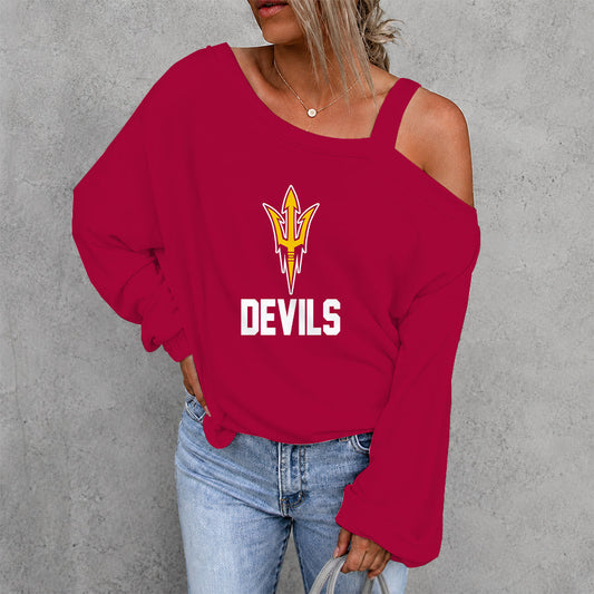 [PUCK DROP DEAL] NEW CUSTOMIZED NCAA MFF11 ASS ARIZONA STATE SUN DEVILS WOMEN'S OFF-SHOULDER LONG SLEEVE SHIRT