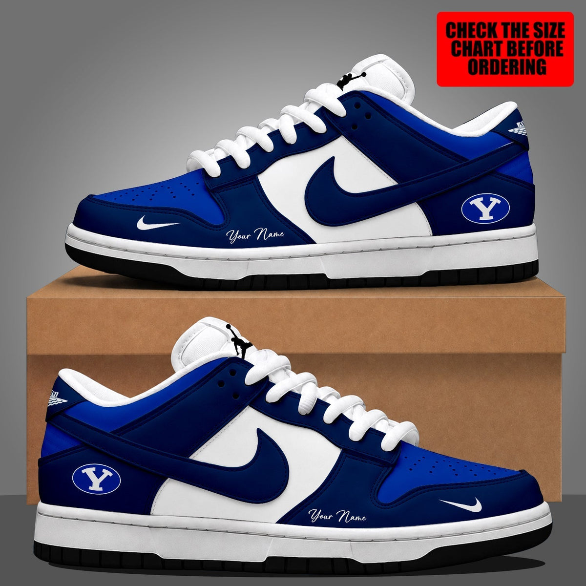[TOUCHDOWN DEAL]NEW CUSTOMIZED NCAA FBS11 BYU BYU COUGARS DUNK LOW SHOES