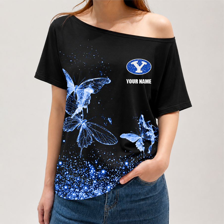[TOUCHDOWN DEAL]NEW CUSTOMIZED NCAA FBS11 BYU BYU COUGARS OFF-SHOULDER SHIRT