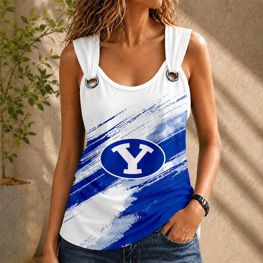 [FAN FAVORITE] NEW CUSTOMIZED NCAA FBS11 BYU BYU COUGARS O-RING SHOULDER TANK TOP