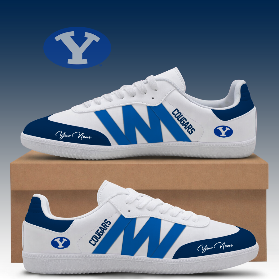 [TOUCHDOWN DEAL] NEW CUSTOMIZED NCAA FBS11 BYU BYU COUGARS CLASSIC SNEAKERS