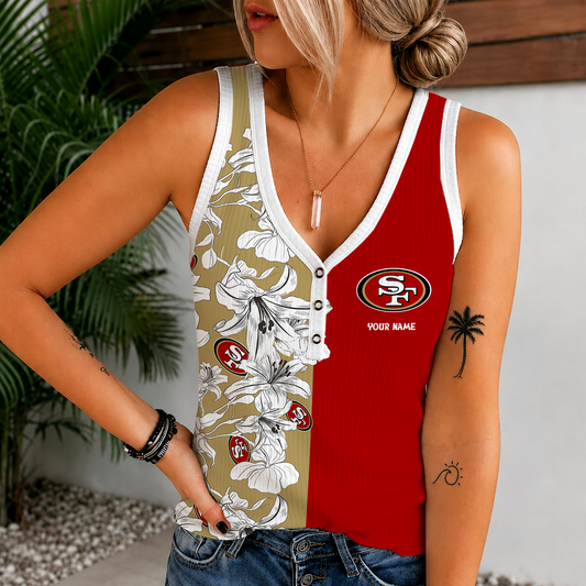 [TOUCHDOWN DEAL] NEW CUSTOMIZED NFL11 SF49 SAN FRANCISCO 49ERS WOMEN'S V-NECK TANK TOP