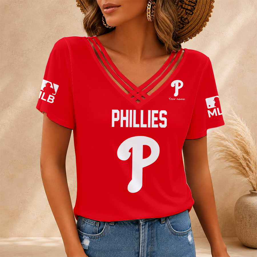 [HOMERUN DEAL] NEW CUSTOMIZED MLB11 PPS PHILADELPHIA PHILLIES V-NECK SHIRT