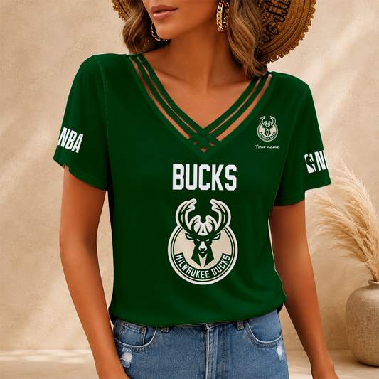 [HOT DEAL] NEW CUSTOMIZED NBA11 MBU MILWAUKEE BUCKS V-NECK SHIRT