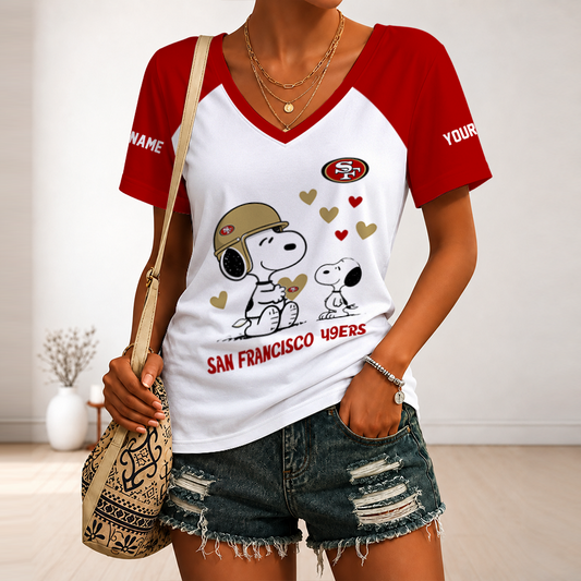[TOUCHDOWN DEAL] NEW CUSTOMIZED NFL11 SF49 SAN FRANCISCO 49ERS V-NECK FEMALE SHIRT