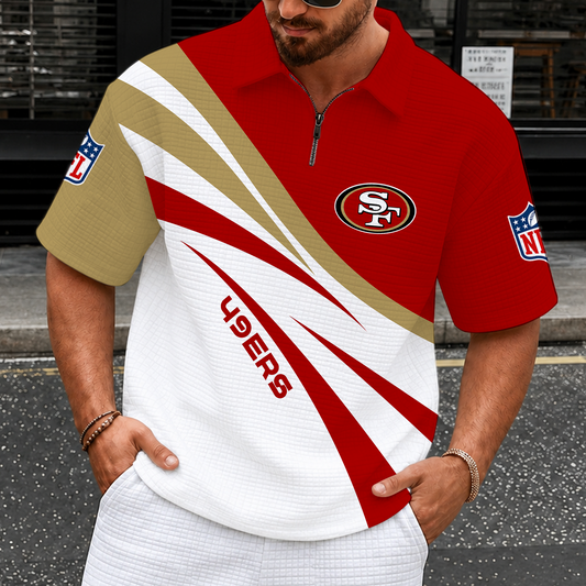 [TOUCHDOWN DEAL] NEW CUSTOMIZED NFL11 SF49 SAN FRANCISCO 49ERS QUARTER-ZIP POLO SHIRT