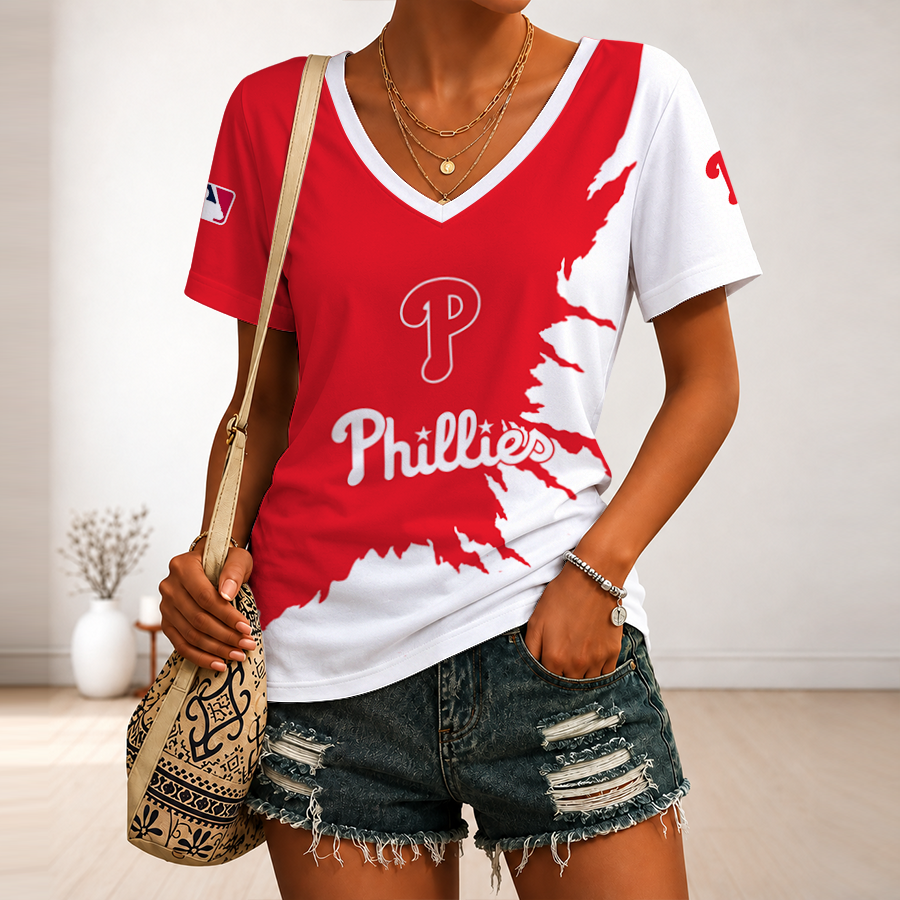 [HOMERUN DEAL] NEW CUSTOMIZED MLB11 PPS PHILADELPHIA PHILLIES V-NECK FEMALE SHIRT