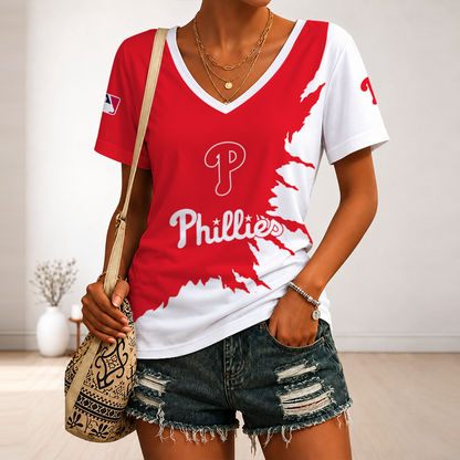 [HOMERUN DEAL] NEW CUSTOMIZED MLB11 PPS PHILADELPHIA PHILLIES V-NECK FEMALE SHIRT