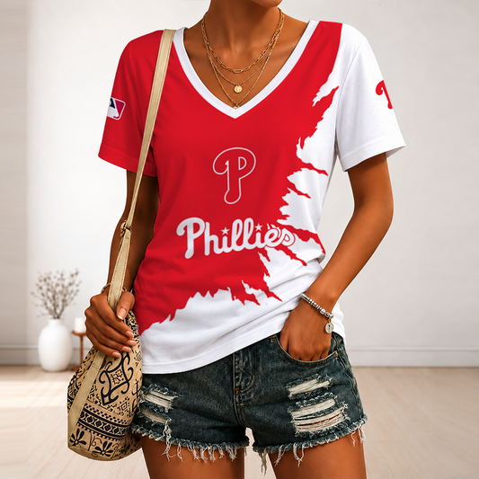 [HOMERUN DEAL] NEW CUSTOMIZED MLB11 PPS PHILADELPHIA PHILLIES V-NECK FEMALE SHIRT