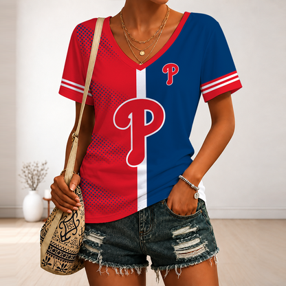 [HOMERUN DEAL] NEW CUSTOMIZED MLB11 PPS PHILADELPHIA PHILLIES V-NECK FEMALE SHIRT