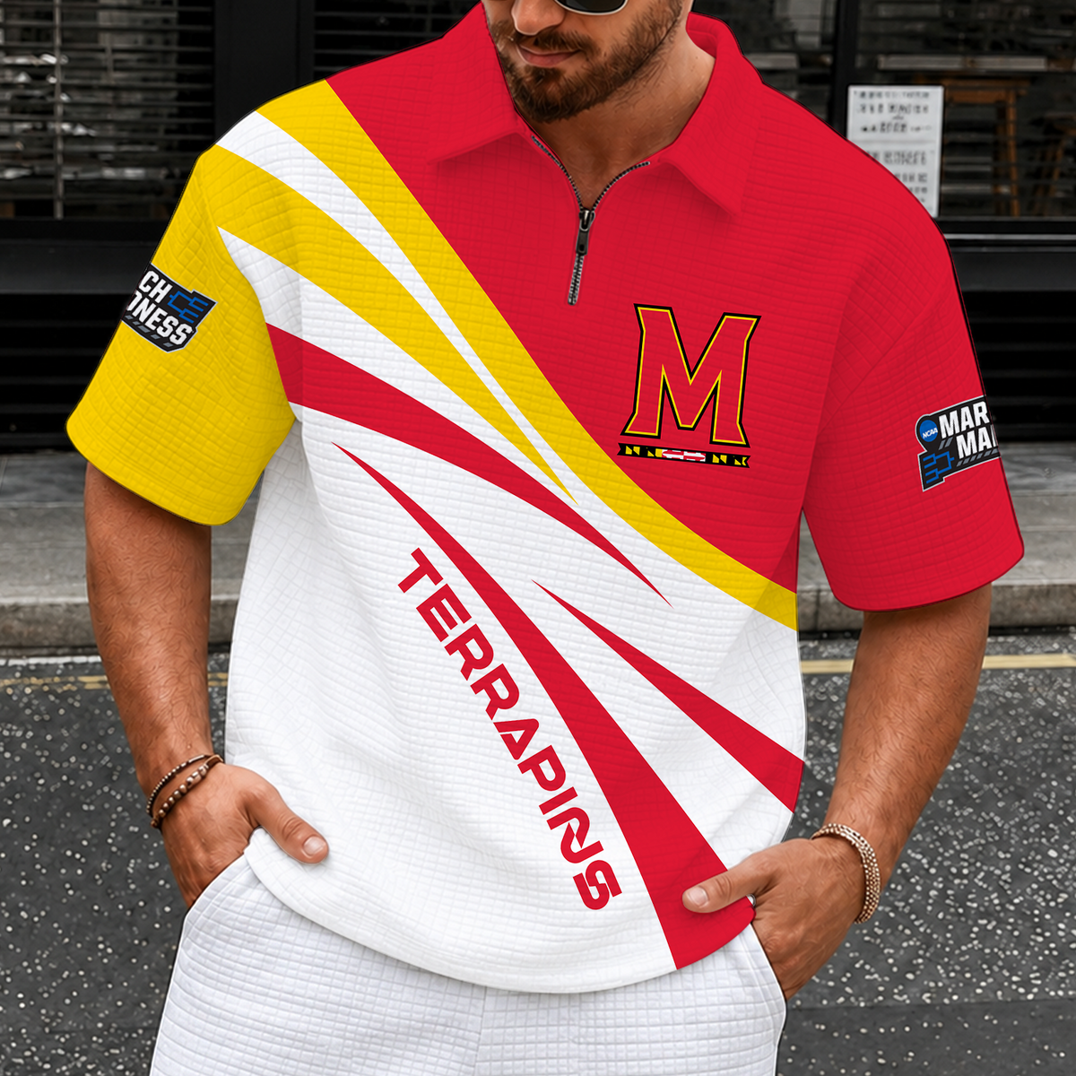 [SLAM DUNK DEAL] NEW CUSTOMIZED NCAA MAM11 MLT MARYLAND TERRAPINS QUARTER-ZIP POLO SHIRT