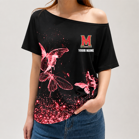 [SLAM DUNK DEAL] NEW CUSTOMIZED NCAA MAM11 MLT MARYLAND TERRAPINS STRAPPY OFF-SHOULDER SHIRT