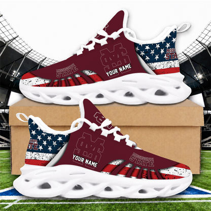 [HOMERUN DEAL] NEW CUSTOMIZED NCAA CWS11 MSB MISSISSIPPI STATE BULLDOGS UNISEX CLUNKY SNEAKERS