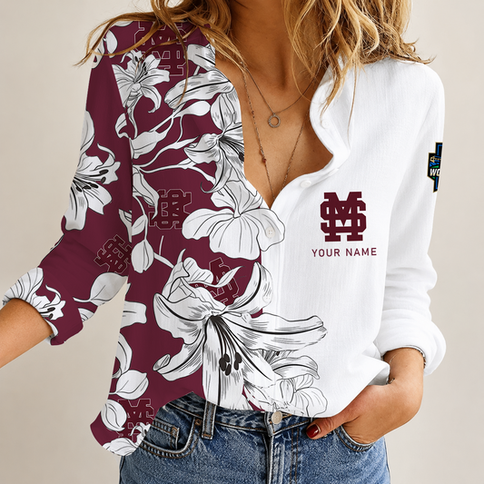 [HOMERUN DEAL] NEW CUSTOMIZED NCAA CWS11 MSB MISSISSIPPI STATE BULLDOGS WOMEN CASUAL SHIRT