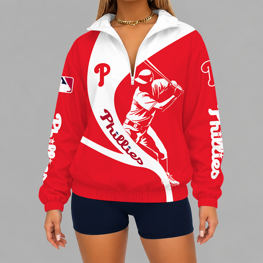 [HOMERUN DEAL] NEW CUSTOMIZED MLB11 PPS PHILADELPHIA PHILLIES V-NECK ZIPPER SWEATSHIRT JACKET