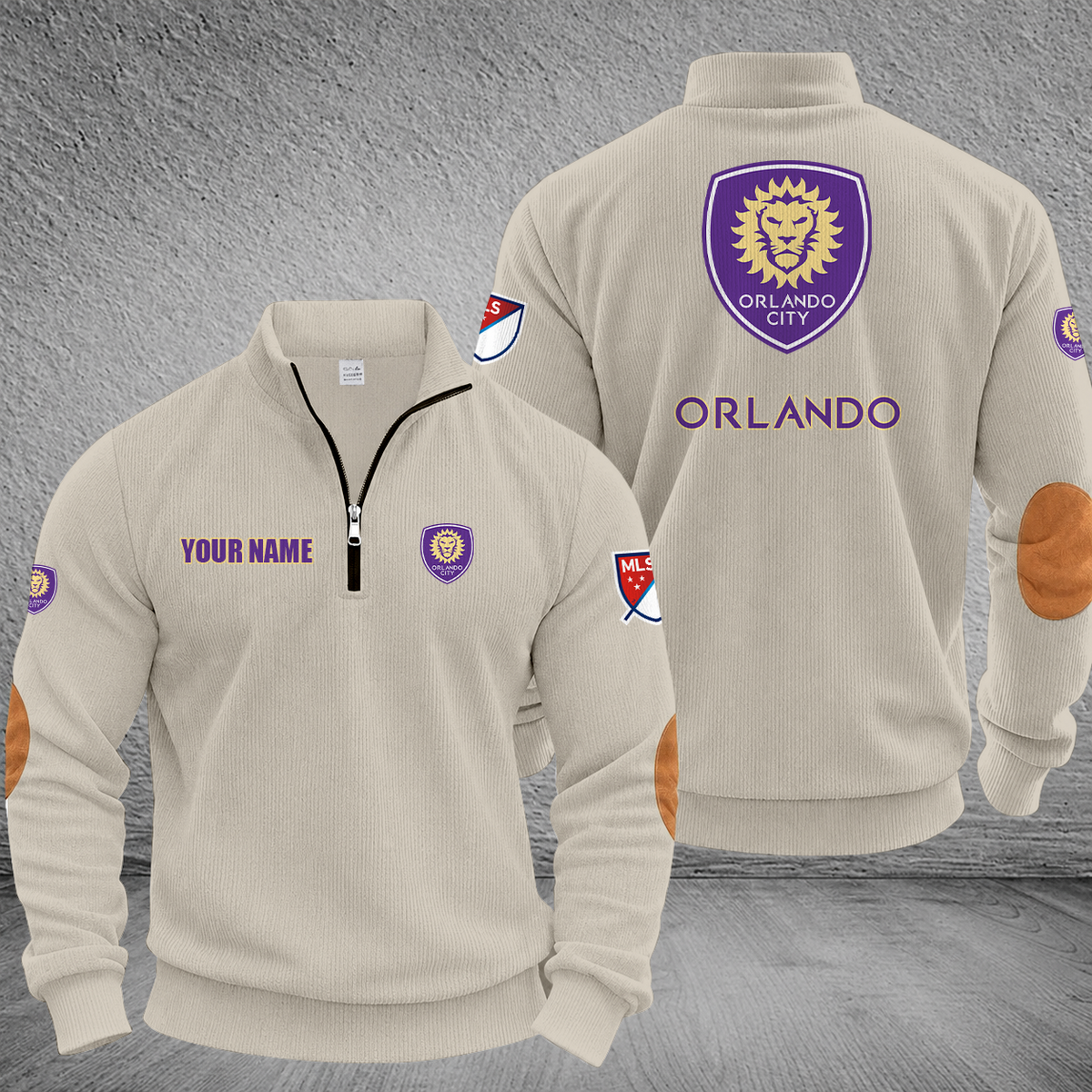 [GOAL DEAL] NEW CUSTOMIZED MLS11 OCS ORLANDO CITY SC MULTICOLOR STRIPED QUATER ZIP SWEATSHIRT