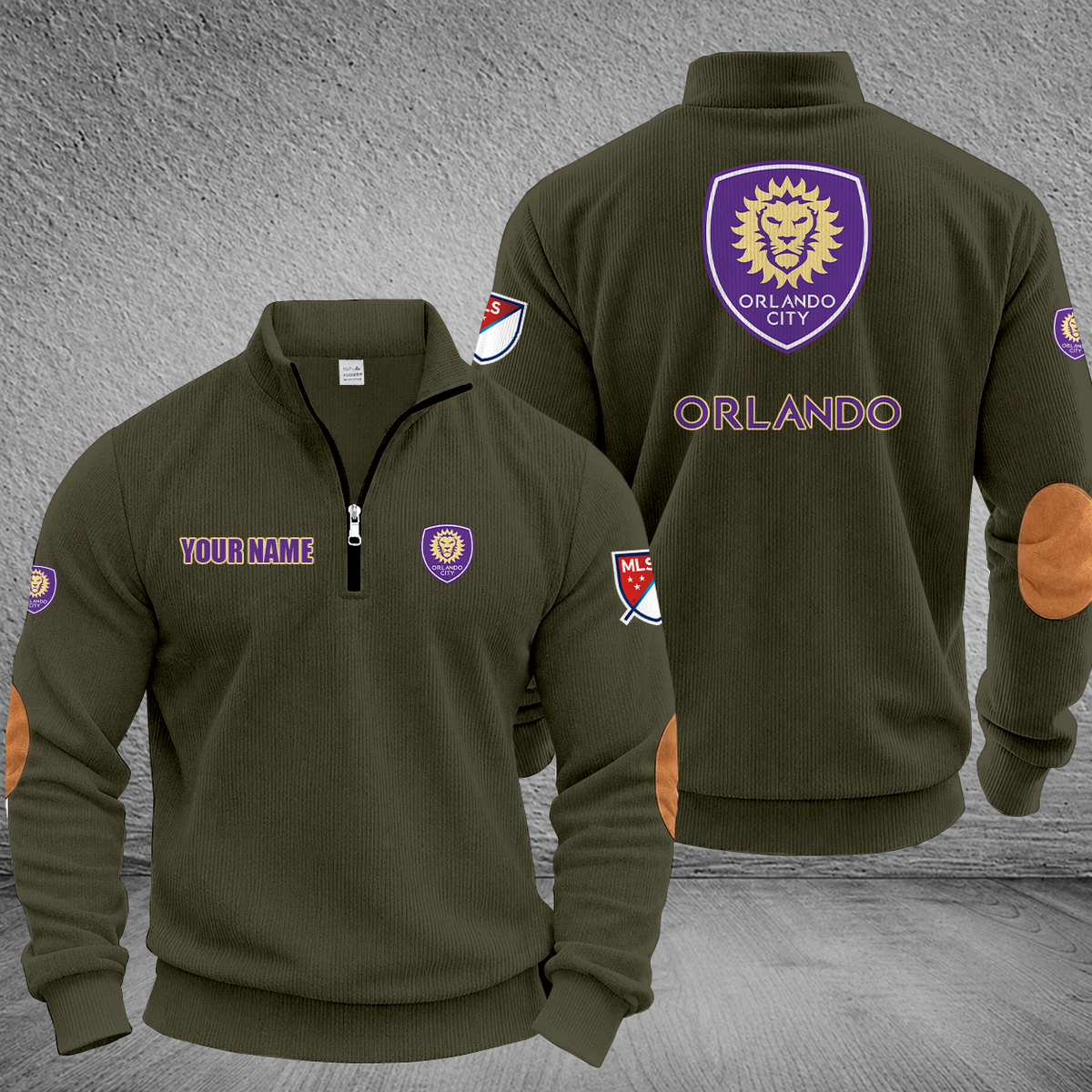 [GOAL DEAL] NEW CUSTOMIZED MLS11 OCS ORLANDO CITY SC MULTICOLOR STRIPED QUATER ZIP SWEATSHIRT