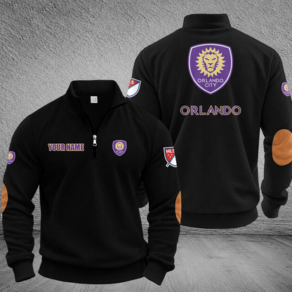 [GOAL DEAL] NEW CUSTOMIZED MLS11 OCS ORLANDO CITY SC MULTICOLOR STRIPED QUATER ZIP SWEATSHIRT