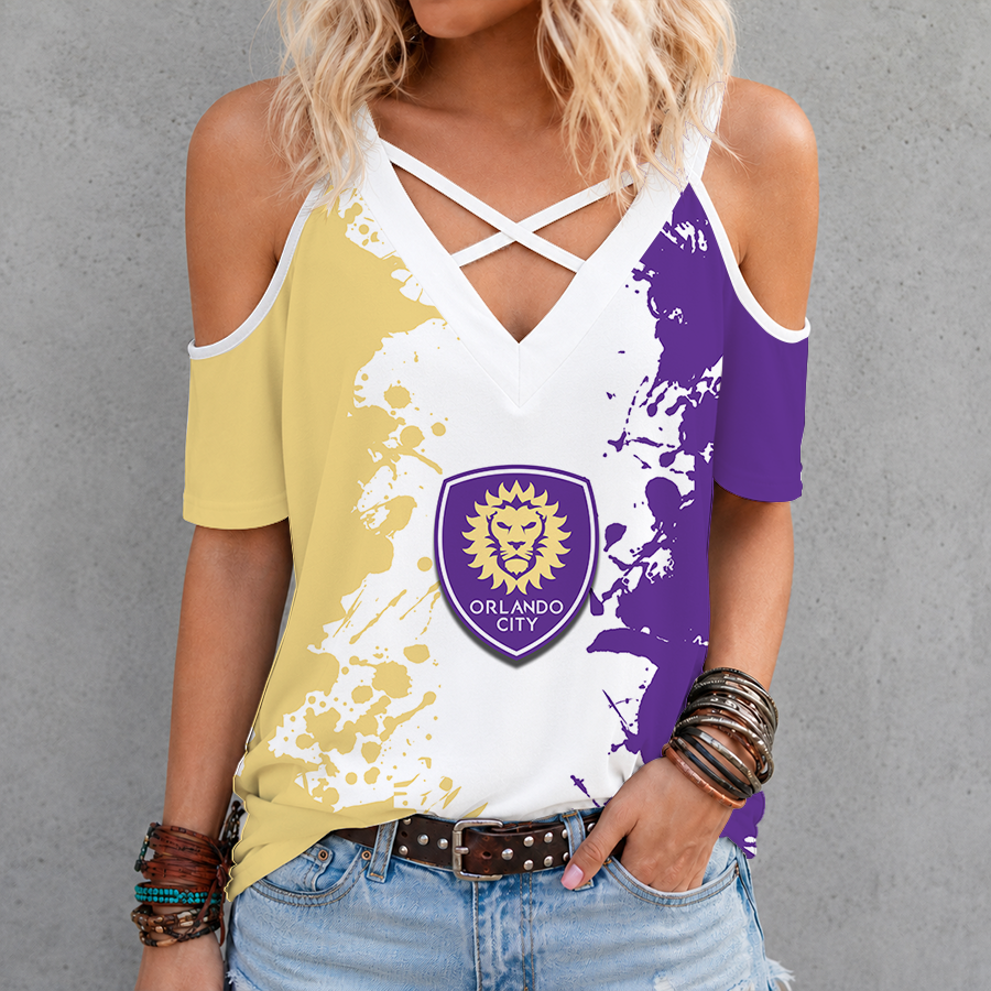 [GOAL DEAL] NEW CUSTOMIZED MLS11 OCS ORLANDO CITY SC CRISS CROSS V-NECK TOP