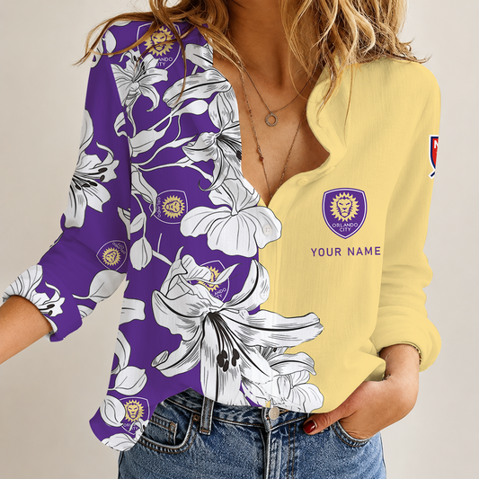[GOAL DEAL] NEW CUSTOMIZED MLS11 OCS ORLANDO CITY SC WOMEN CASUAL SHIRT