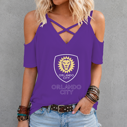 [GOAL DEAL] NEW CUSTOMIZED MLS11 OCS ORLANDO CITY SC CRISS CROSS V-NECK TOP
