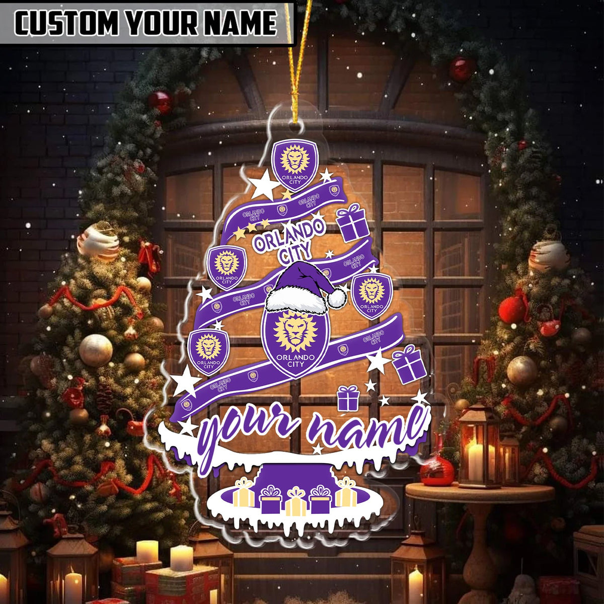 [GOAL DEAL] NEW CUSTOMIZED MLS11 OCS ORLANDO CITY SC CHRISTMAS ACRYLIC ORNAMENT