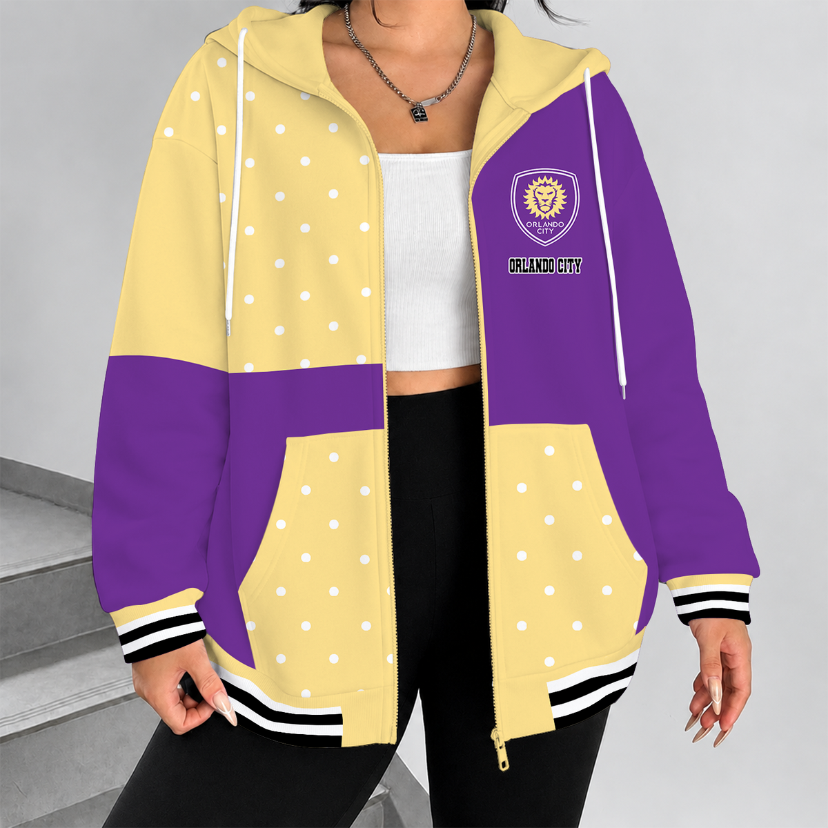 [GOAL DEAL] NEW CUSTOMIZED MLS11 OCS ORLANDO CITY SC ZIP HOODIE