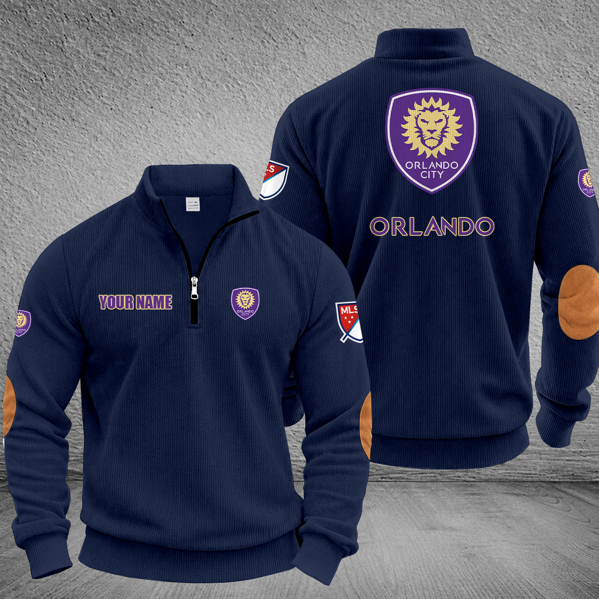 [GOAL DEAL] NEW CUSTOMIZED MLS11 OCS ORLANDO CITY SC MULTICOLOR STRIPED QUATER ZIP SWEATSHIRT