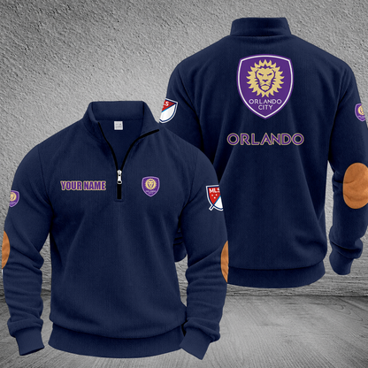 [GOAL DEAL] NEW CUSTOMIZED MLS11 OCS ORLANDO CITY SC MULTICOLOR STRIPED QUATER ZIP SWEATSHIRT