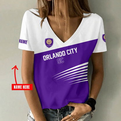 [GOAL DEAL] NEW CUSTOMIZED MLS11 OCS ORLANDO CITY SC V-NECK FEMALE SHIRT